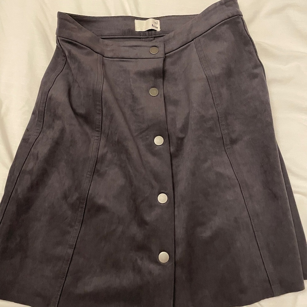 Wilfred Free Button Grey Velvet Skirt